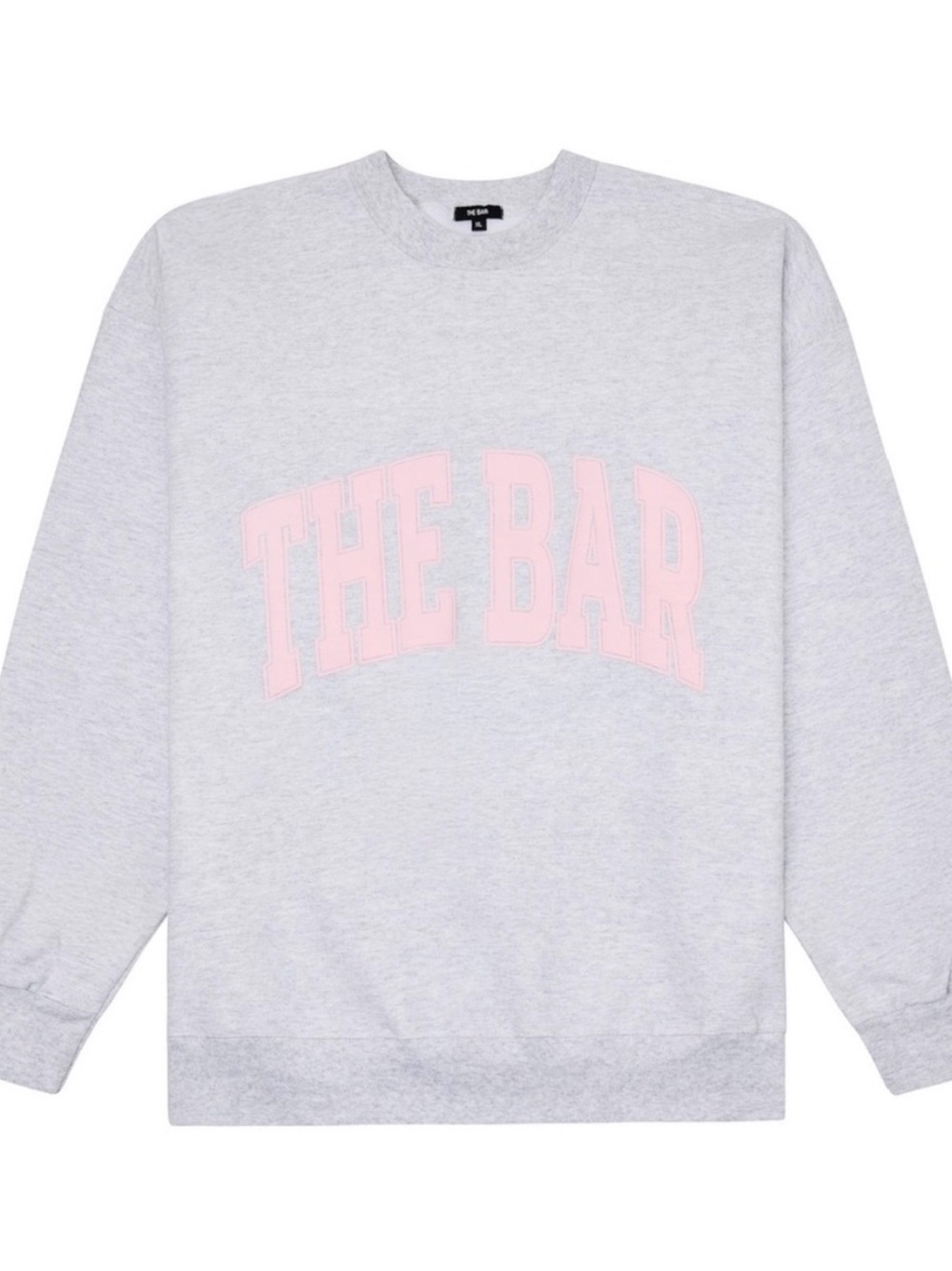 The Bar Light Gray Crewneck Sweater with Pink Logo